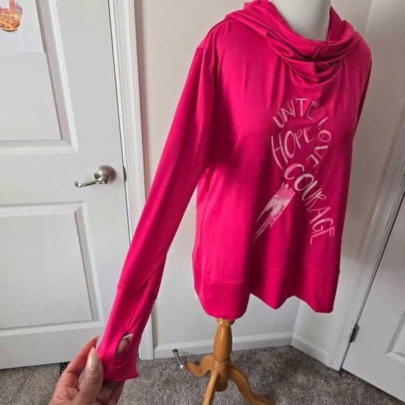 Women Breast Cancer Long Sleeve Pink "United Hope Love Courage Hoodie - Picture 4 of 8